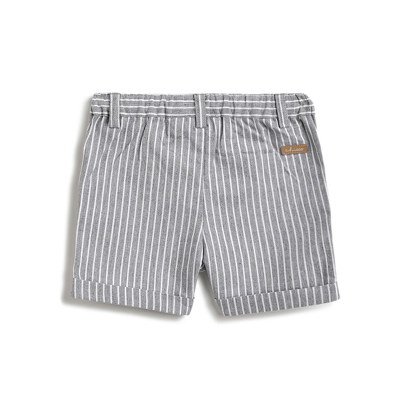 Boys Medium Grey Striped Shorts image number 1
